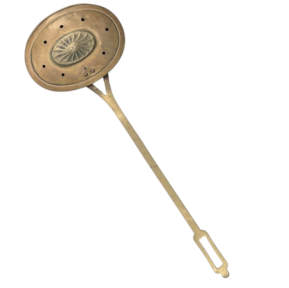 Antique Brass Chestnut Roaster W Long Handle